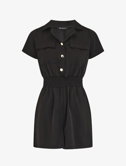 Combishort fluide à taille élastiquée - Noir - 1