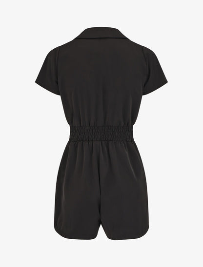 Combishort fluide à taille élastiquée - Noir - 2