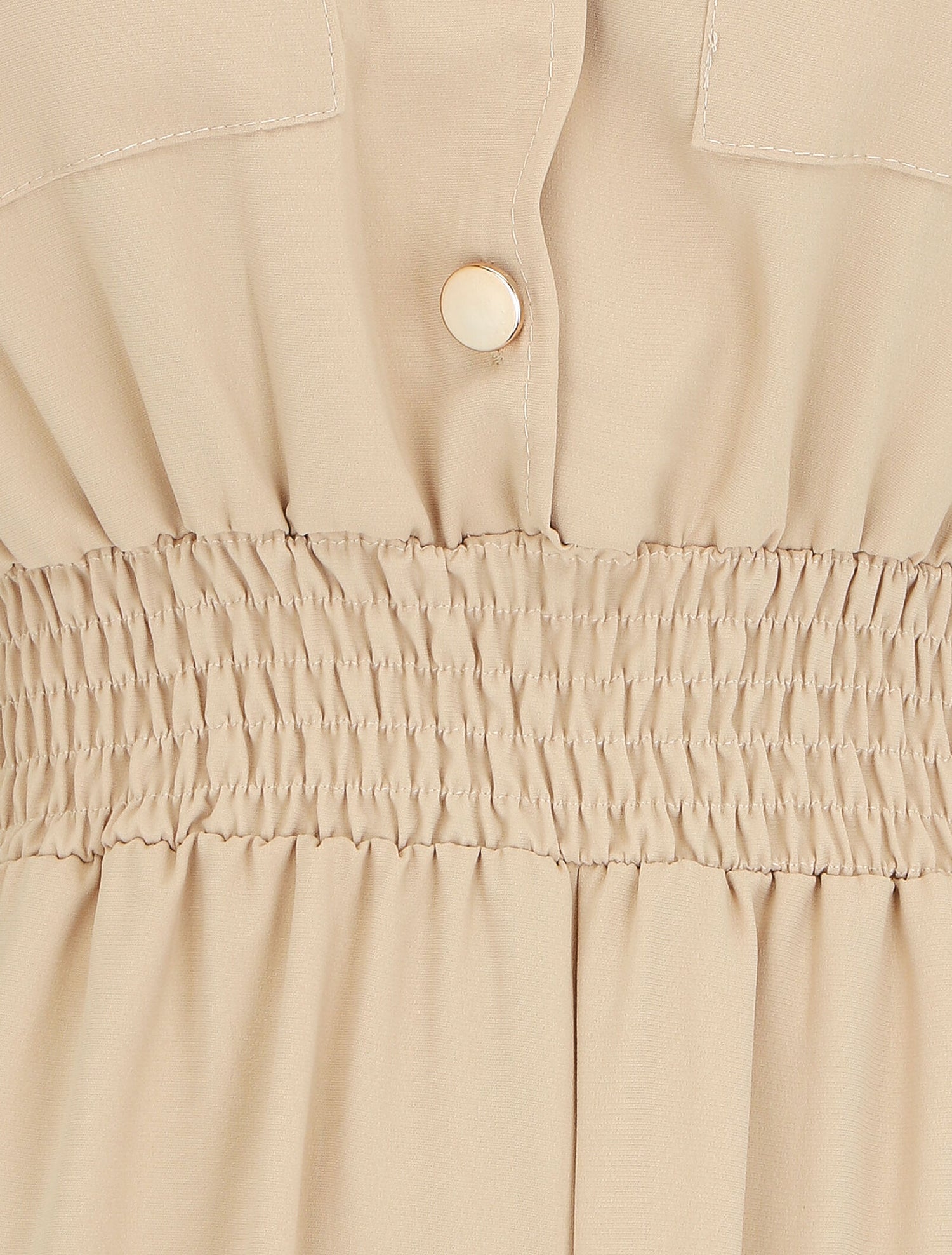Combishort fluide à taille élastiquée - Beige - 3