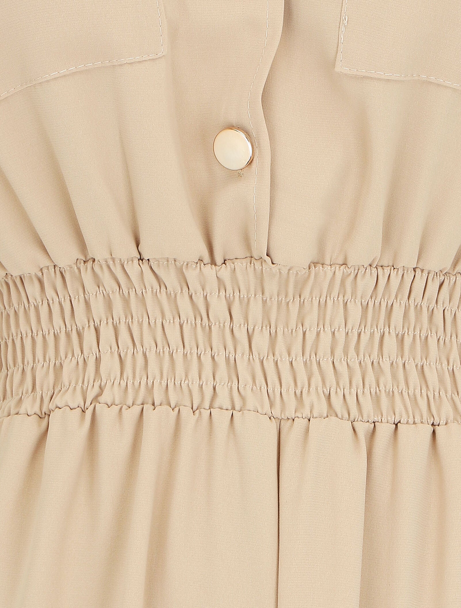 Combishort fluide à taille élastiquée - Beige - 3