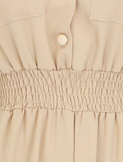 Combishort fluide à taille élastiquée - Beige - 3