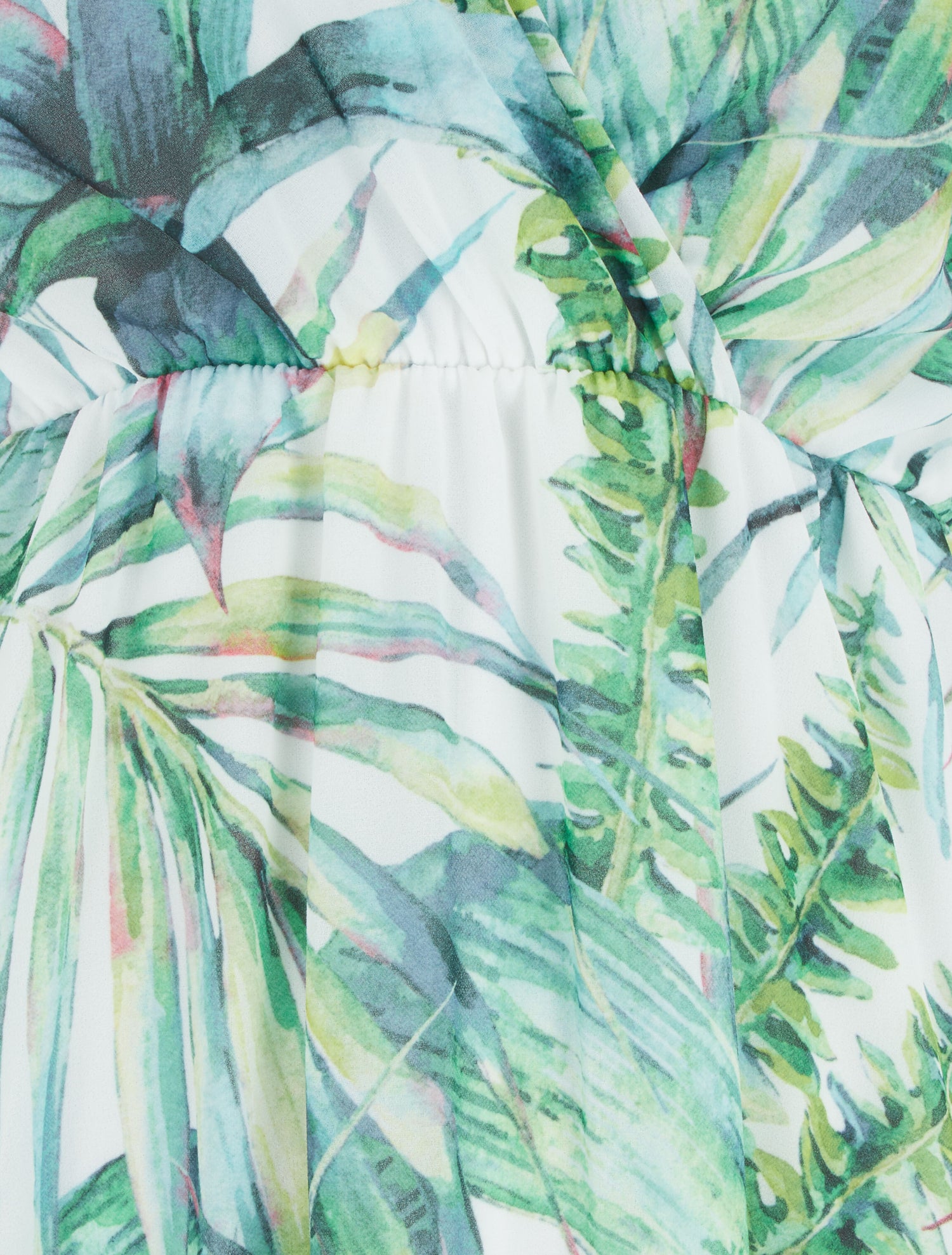 Robe longue à imprimé feuilles - Blanc - 3