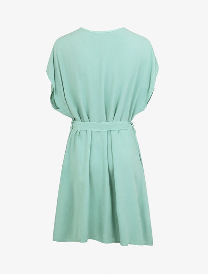 Robe droite unie ceinturée - Vert d&
