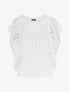 Blouse unie à broderies - Blanc - 5