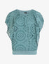 Blouse unie à broderies - Bleu canard - 1
