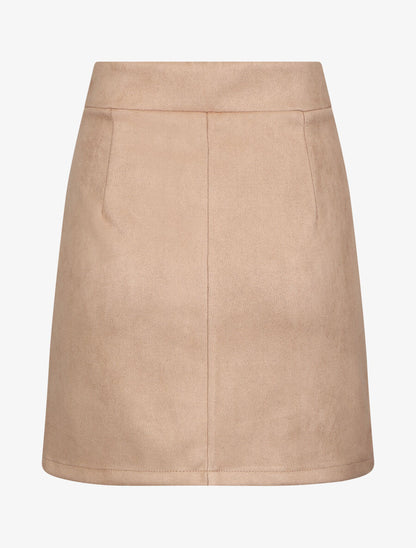 Jupe en suédine et chaînes décoratives - Taupe - 2