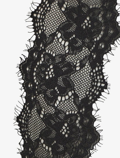 Caraco dentelle imprimé feuilles fantaisies - Noir - 3