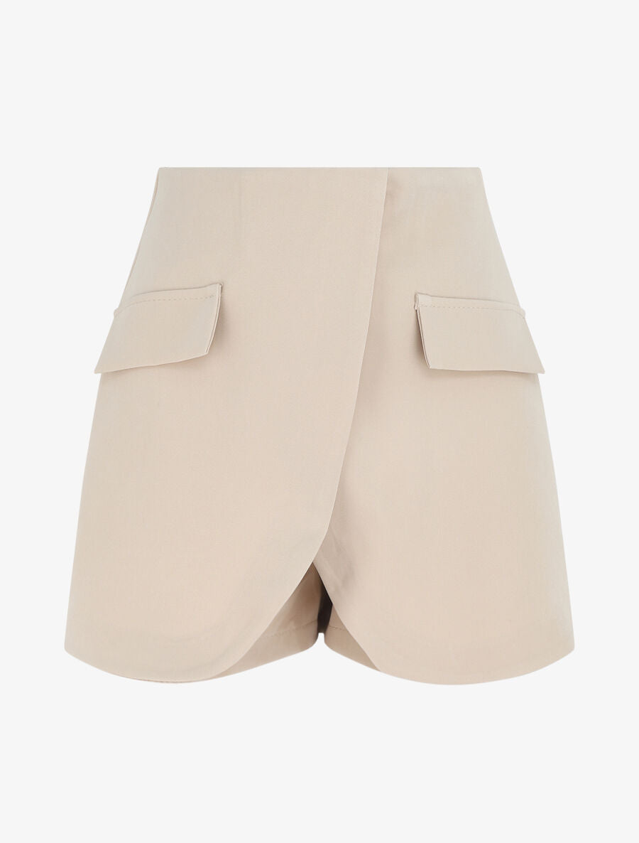 Short style jupe portefeuille - Beige - 1