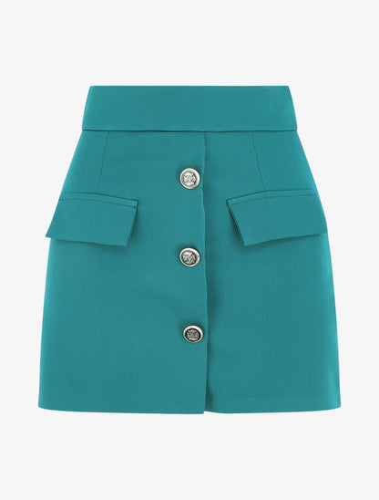 Short jupe taille haute - Bleu canard - 5