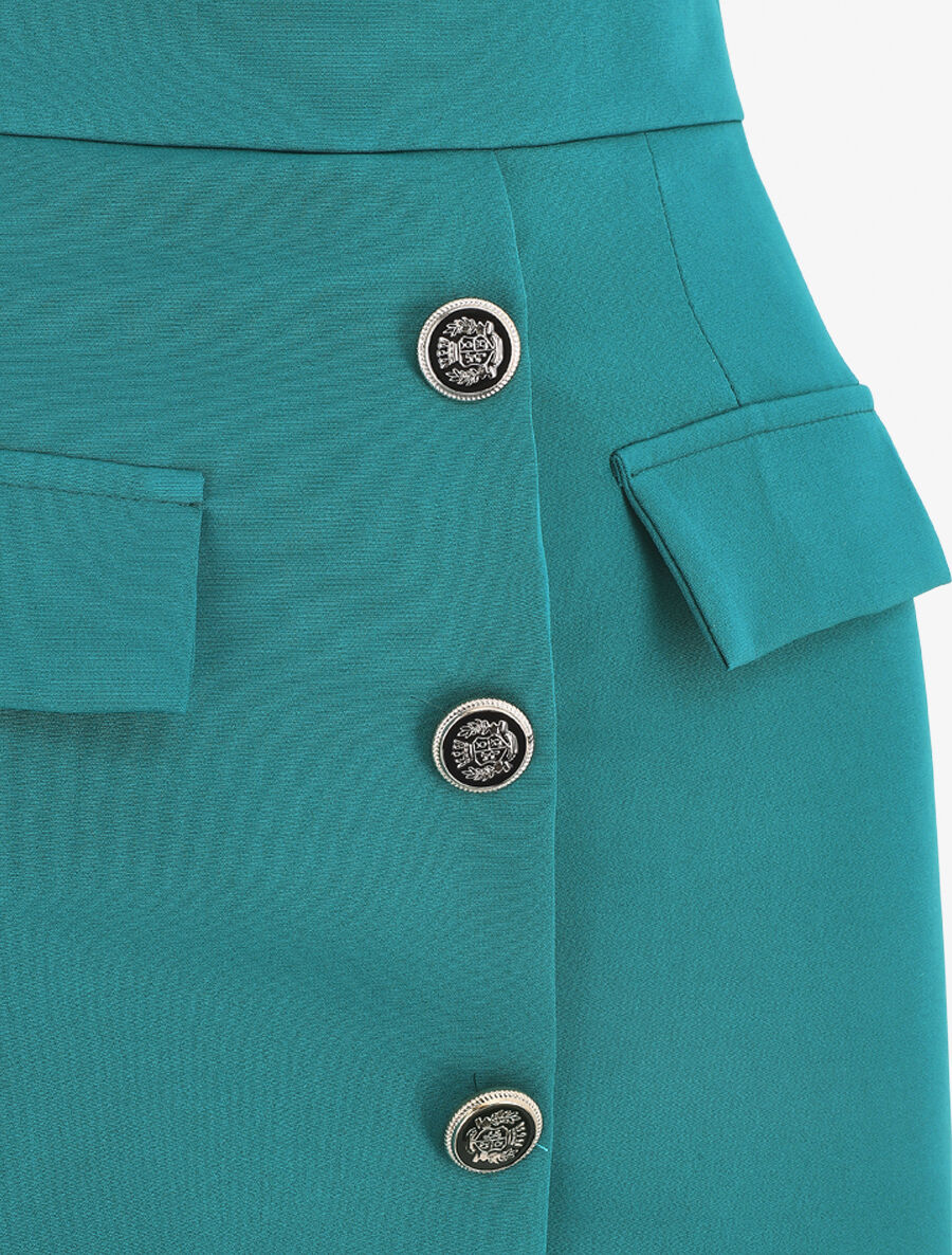 Short jupe taille haute - Bleu canard - 3