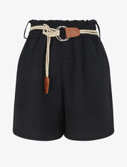 Short uni coupe droite - Noir - 1