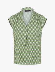 Top fluide sans manches imprimé petites fleurs - Vert - 1