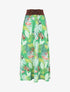 Jupe longue taille haute imprimé feuilles tropicales - Vert - 1
