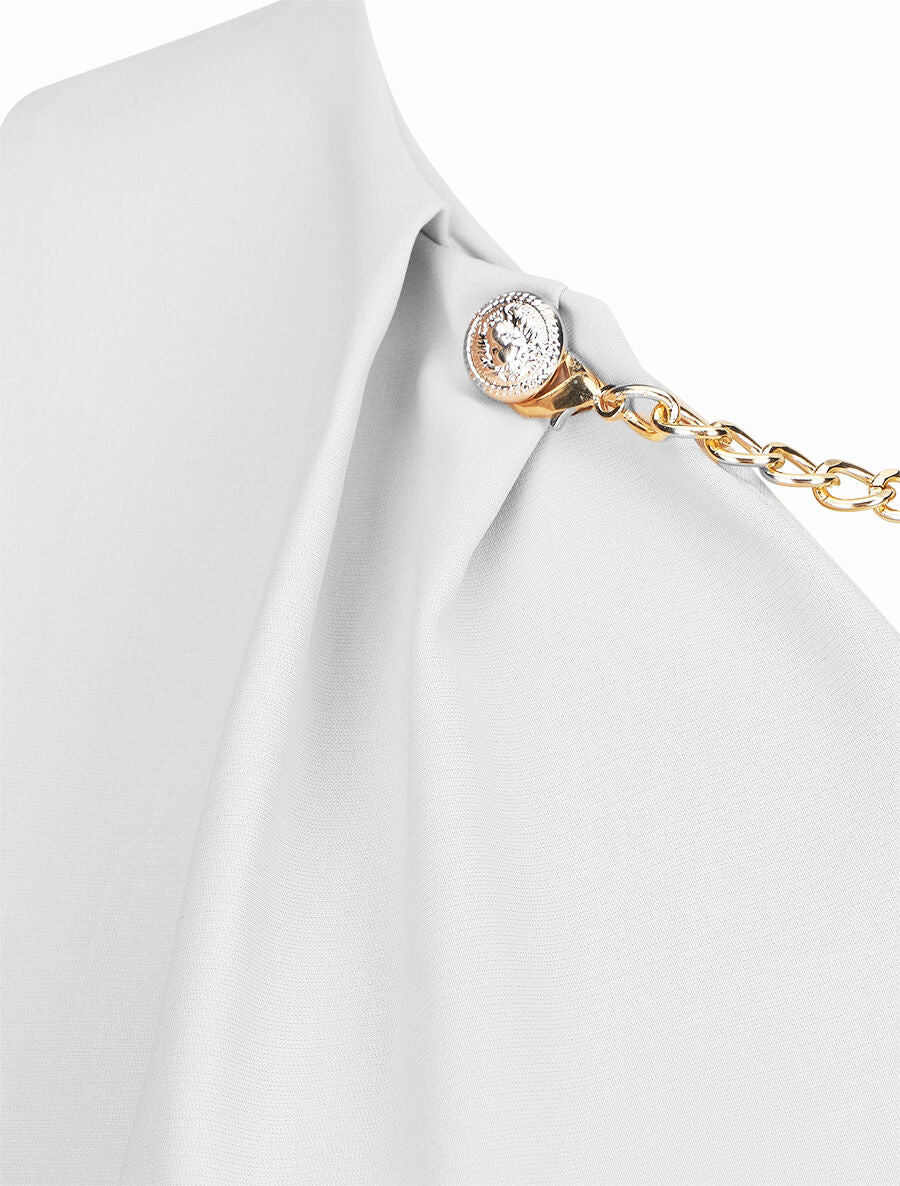 Robe courte sans manches à chaîne - Blanc - 3