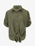 Chemise fluide unie à nouer - Kaki - 1