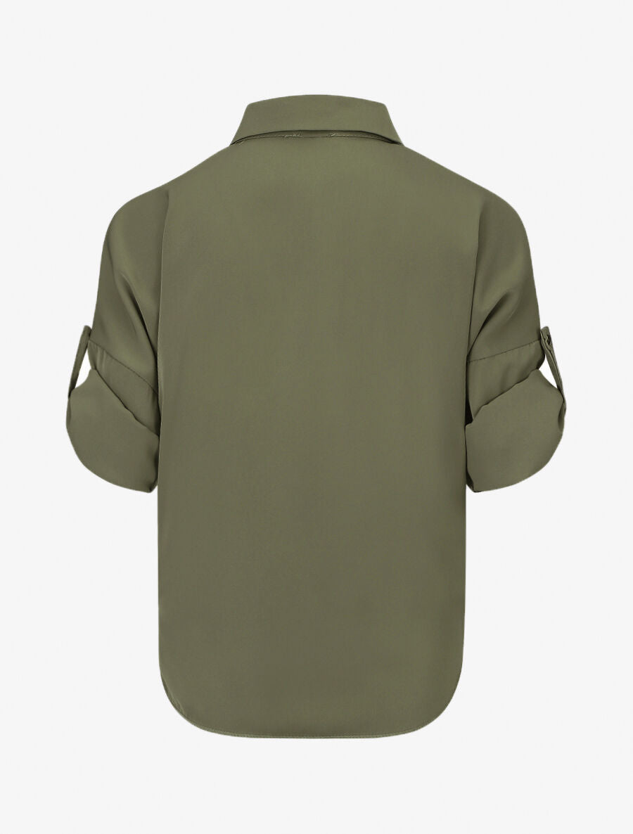 Chemise fluide unie à nouer - Kaki - 2