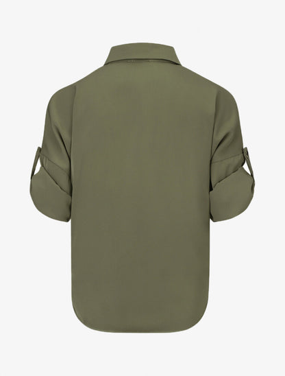 Chemise fluide unie à nouer - Kaki - 2