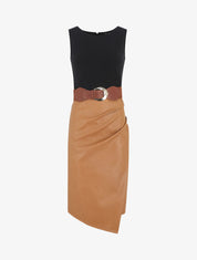 Robe droite bi-matière - Camel - 5