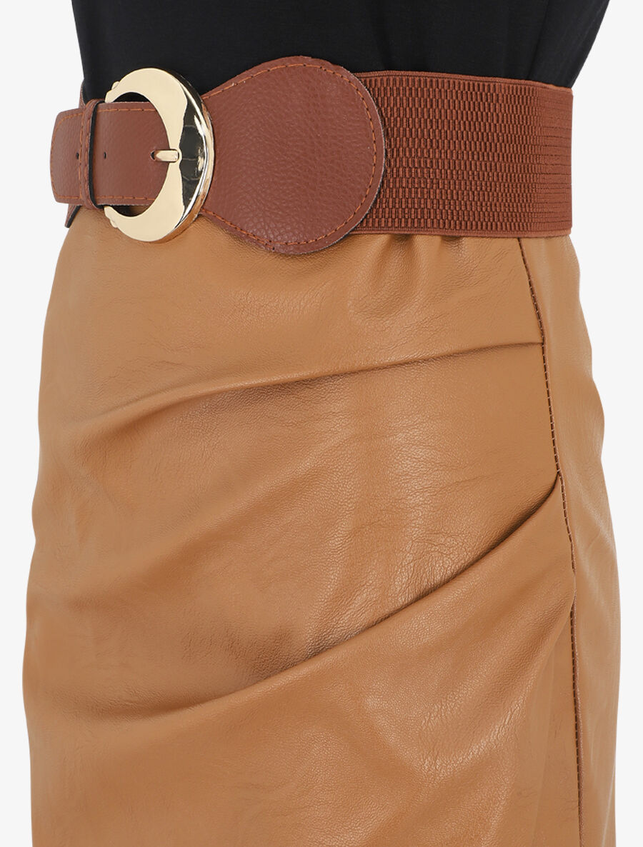 Robe droite bi-matière - Camel - 3