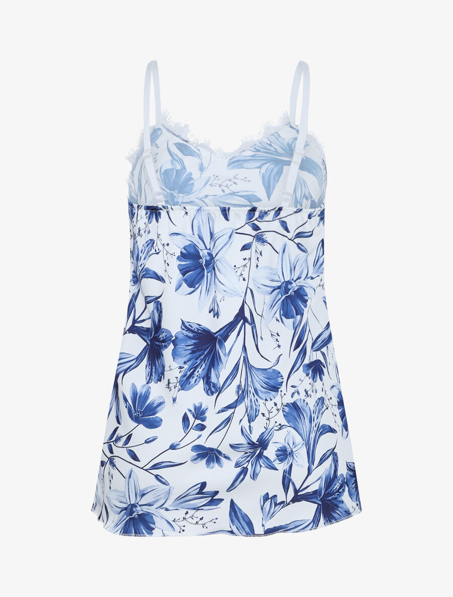 Caraco satiné imprimé grandes fleurs - Blanc - 2