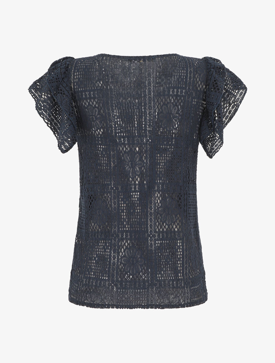 Top uni en maille - Marine - 2