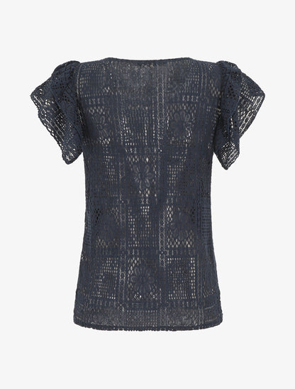Top uni en maille - Marine - 2