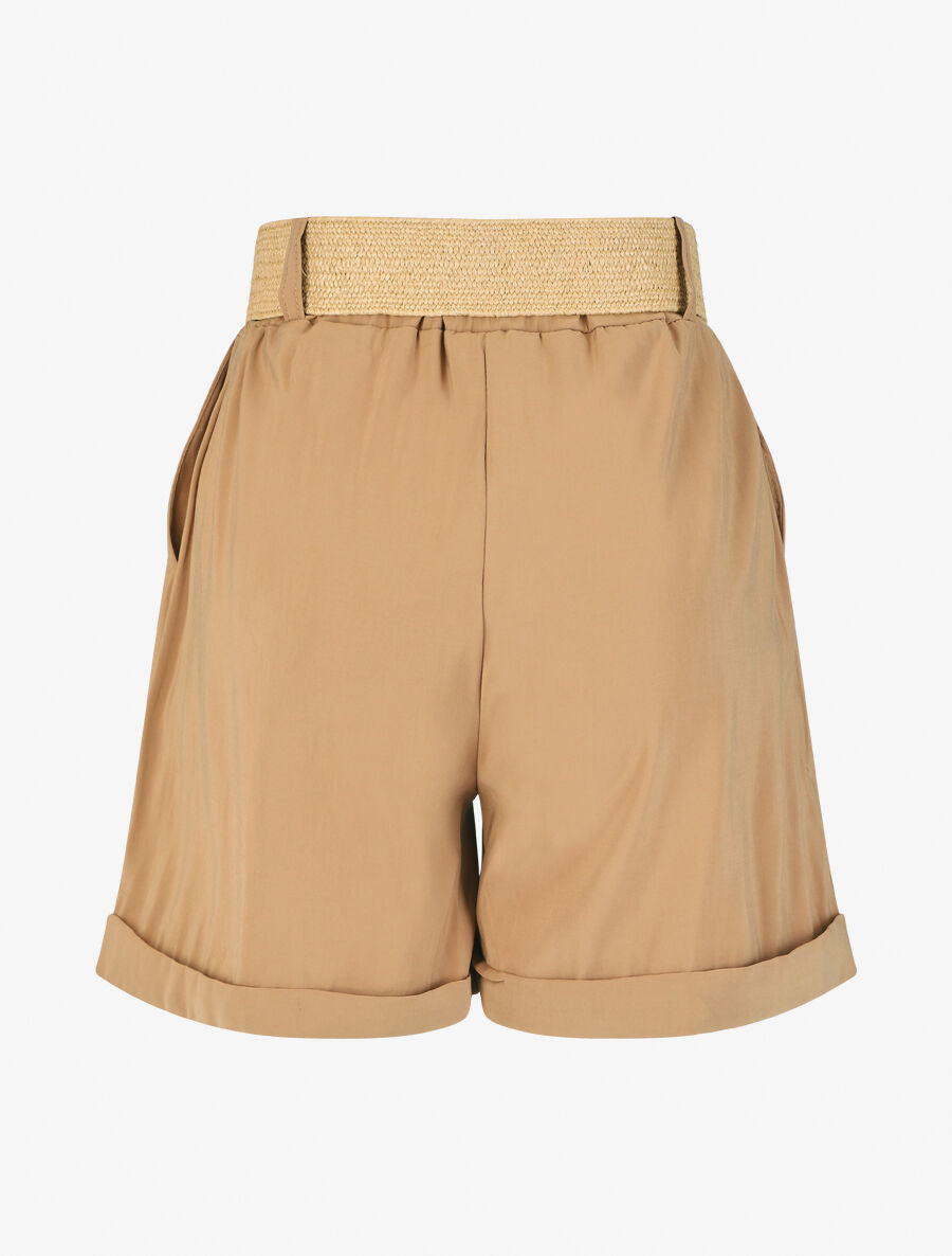 Short à revers uni - Camel - 2