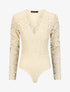 Body en dentelle à manches longues - Beige - 1