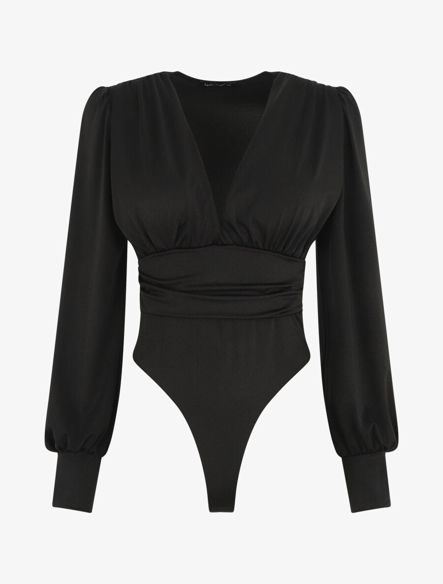 Body uni à manches longues - Noir - 1