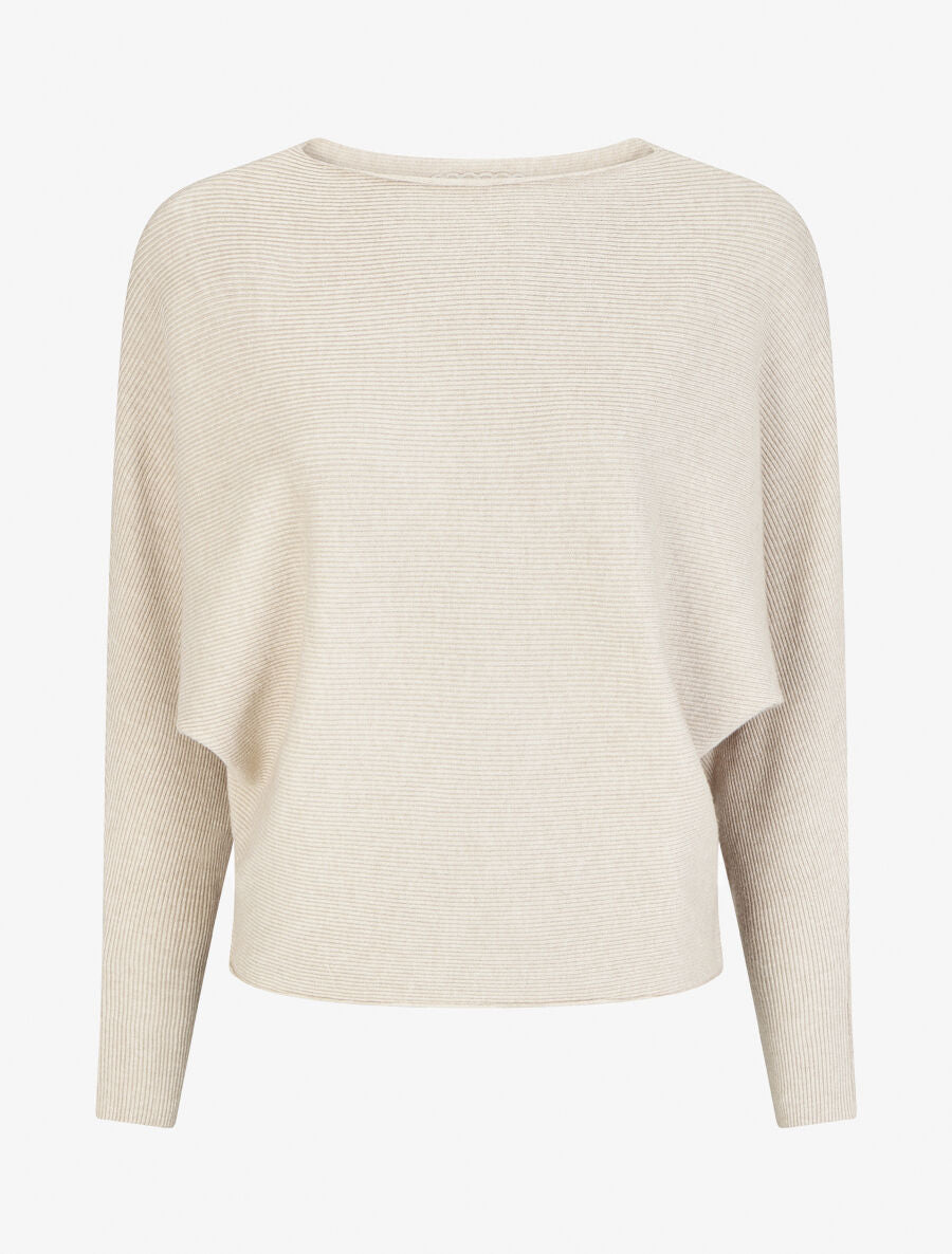 Pull chauve-souris uni - Beige - 1