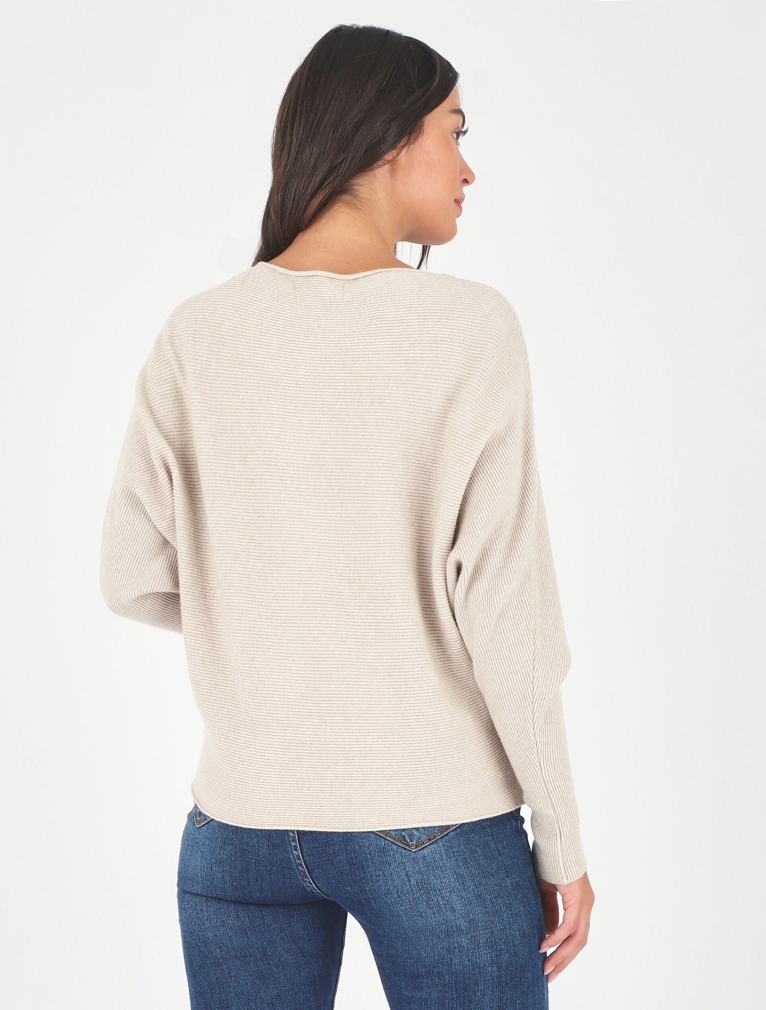 Pull chauve-souris uni - Beige - 5