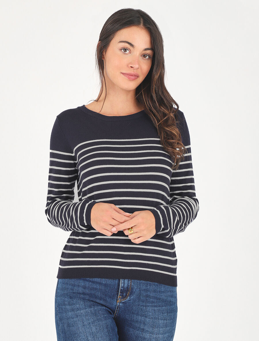 Pull marinière manches longues - Marine - 4