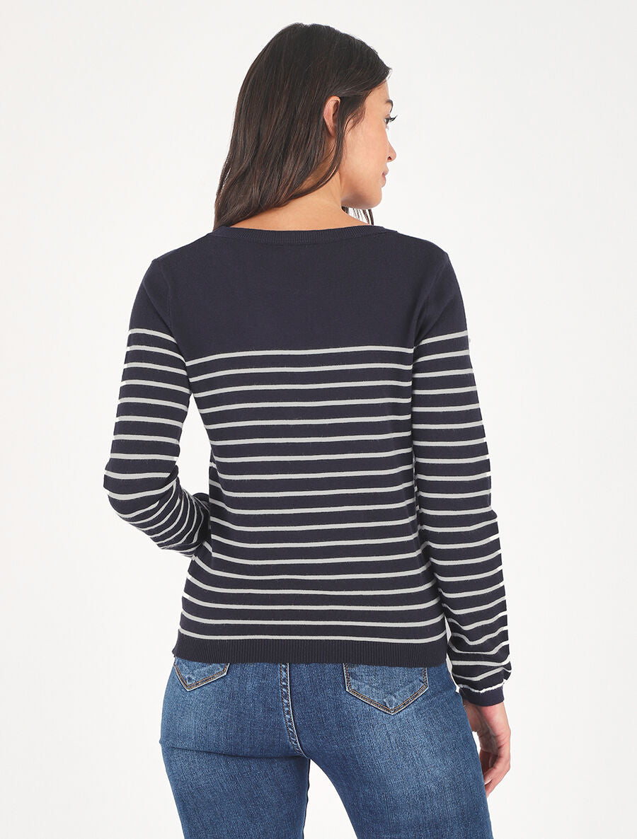 Pull marinière manches longues - Marine - 5