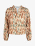 Top col volanté imprimé abstrait - Beige foncé - 1