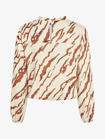 Top col montant imprimé marbré - Beige - 2