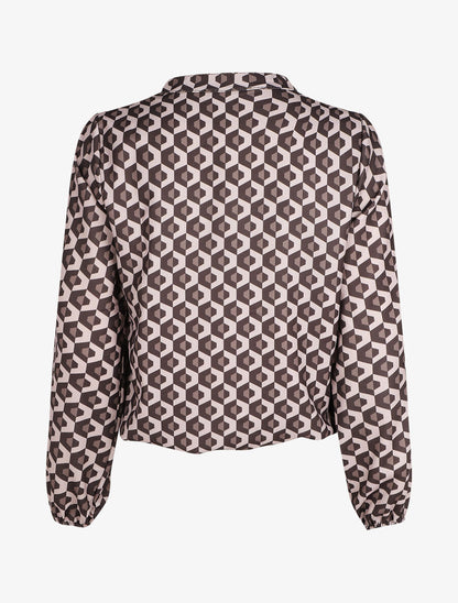 Top manches longues imprimé géométrique - Taupe - 2