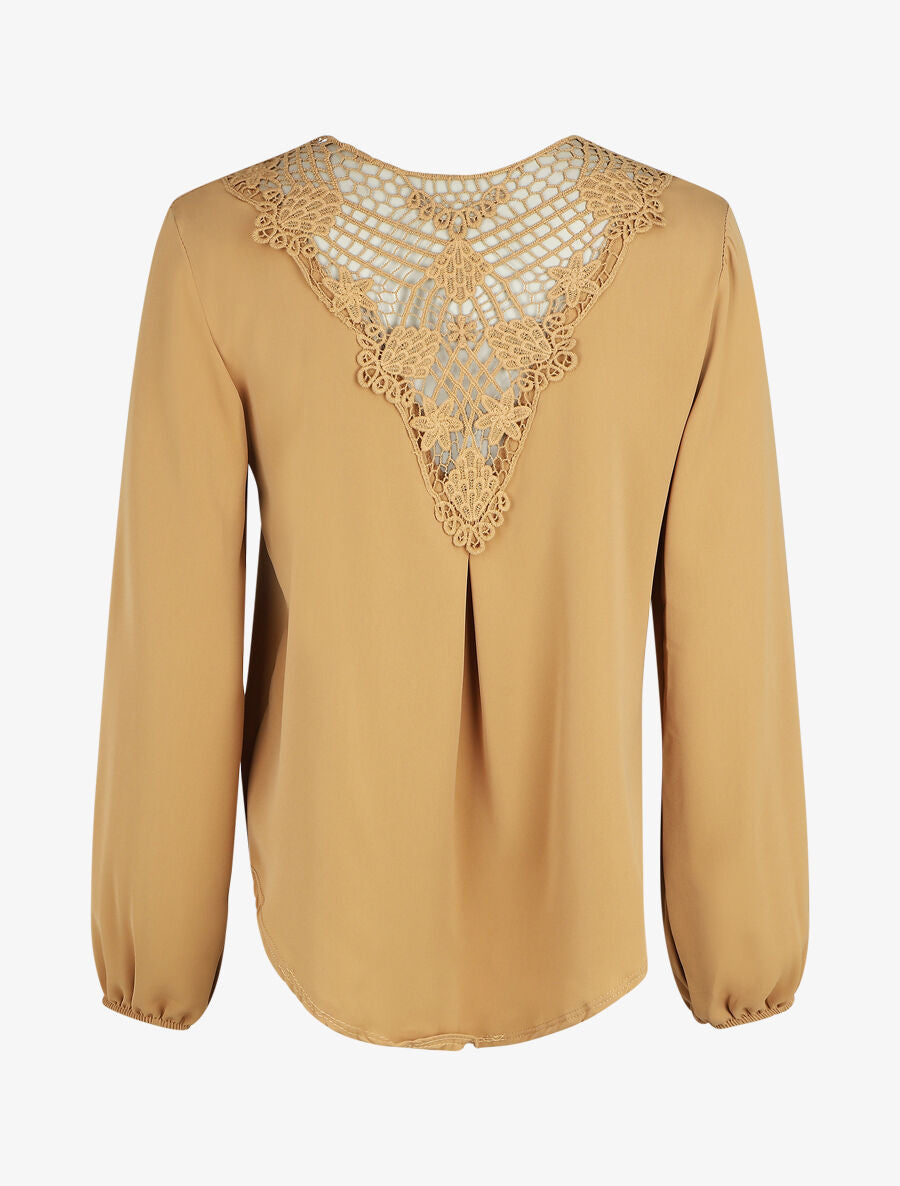 Top fluide dos en crochet - Camel - 2