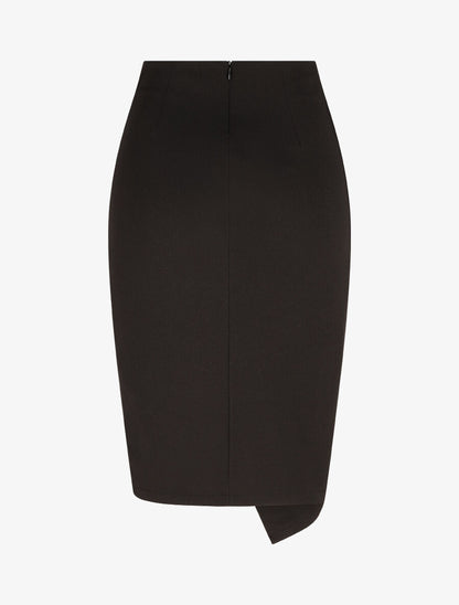 Jupe crayon taille haute style portefeuille - Noir - 2