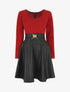 Robe patineuse simili manches longues - Bordeaux - 1