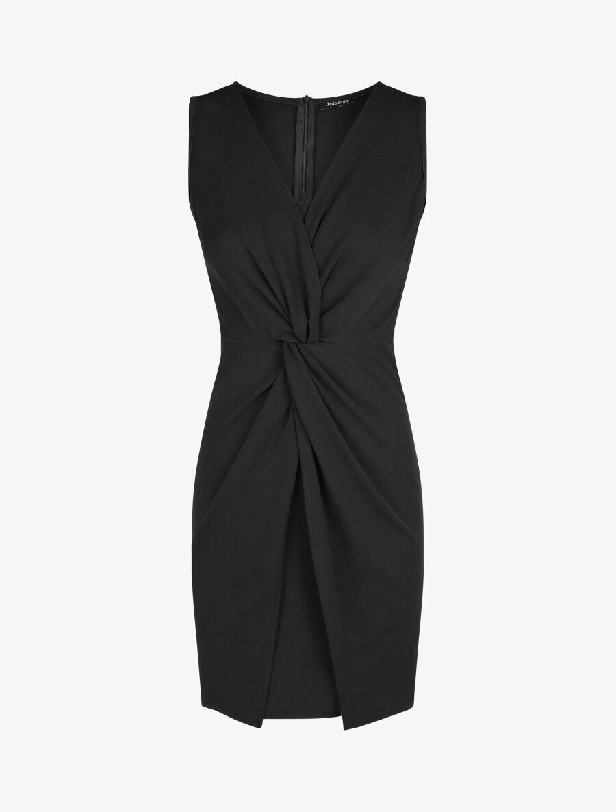 Robe ajustée sans manches à noeud - Noir - 1