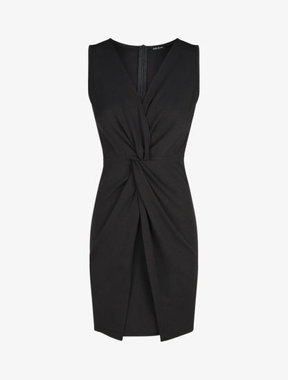 Robe ajustée sans manches à noeud - Noir - 1