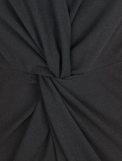 Robe ajustée sans manches à noeud - Noir - 3