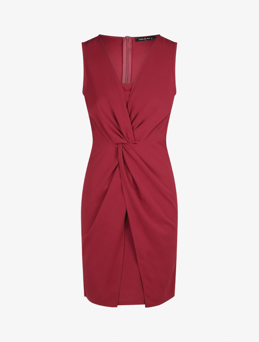 Robe ajustée sans manches à noeud - Bordeaux - 4