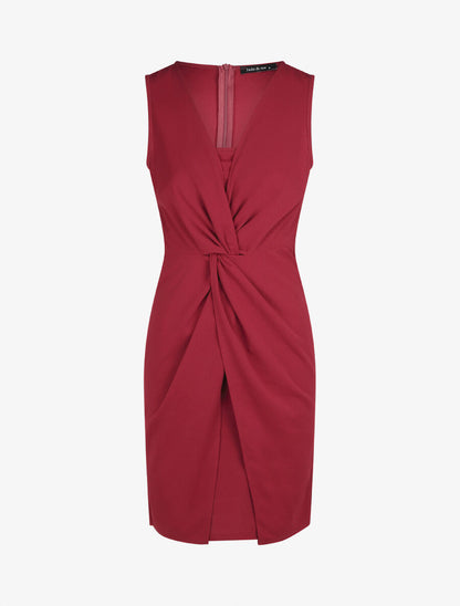 Robe ajustée sans manches à noeud - Bordeaux - 4