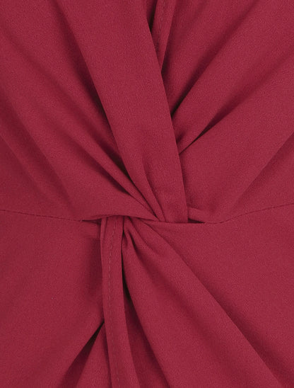 Robe ajustée sans manches à noeud - Bordeaux - 3