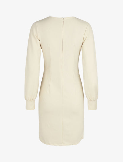 Robe courte ajustée à manches longues - Beige - 2