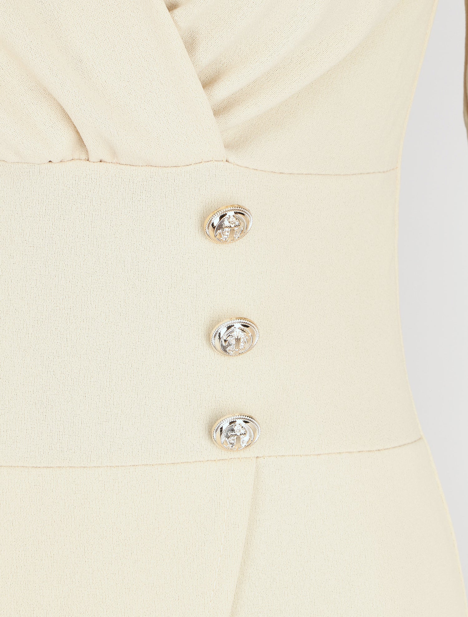 Robe courte ajustée à manches longues - Beige - 3