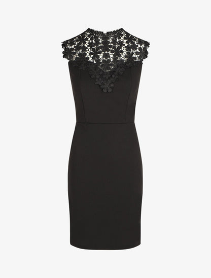 Robe ajustée sans manches col crochet - Noir - 1