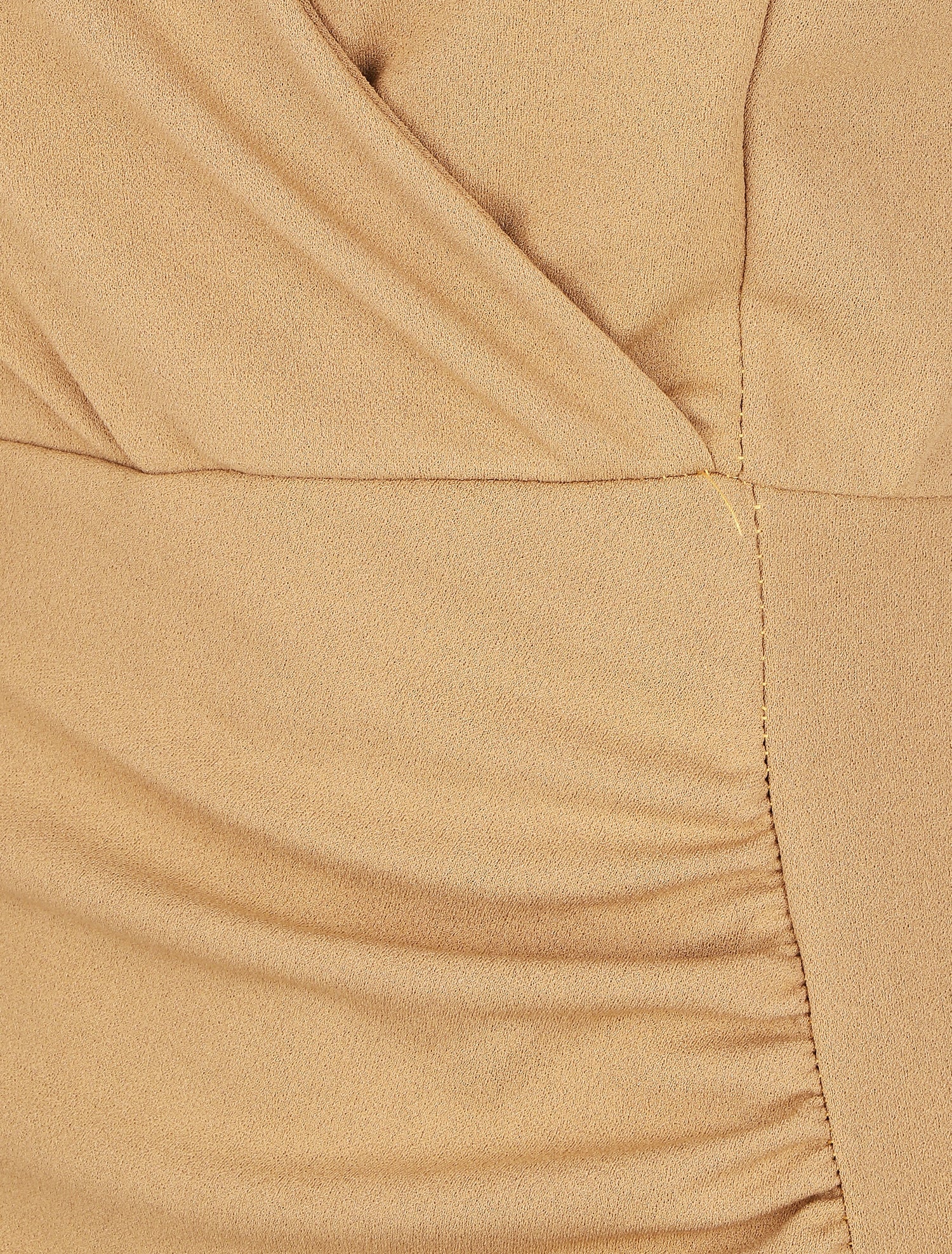 Robe courte drapée sans manches - Camel - 3