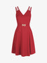 Robe droite à empiècement métal - Rouge - 1